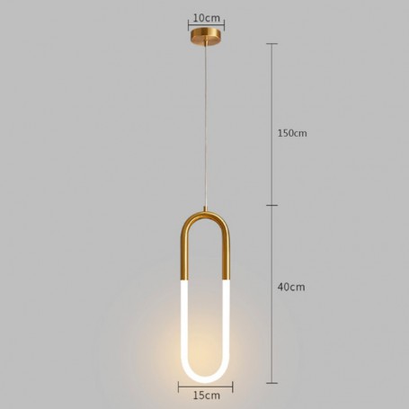 Brass Single double head Nordic bedside Long-line hanging lamp Modern creative U-shaped tube 360 degree LED pendant lights