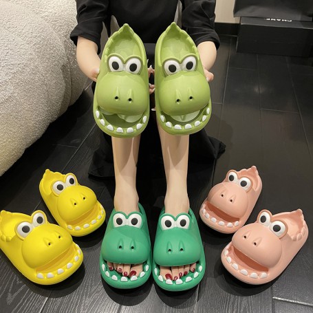 Lucyever Cute Platform Dinosaur Slippers Women 2022 Summer Thick Bottom EVA Womens Slides Sandal Non Slip Soft Slippers Woman