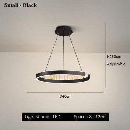 Modern Ring LED Chandelier Simple Living Room Restaurant Bedroom Kitchen Bar Hall White Black Indoor Decor Lighting Hanging Lamp