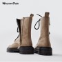 England High Street Vintage Side Of Zipper Cowhide Ankle Boot Winter Boots Women Shoes Woman Botas Mujer Shoes Female