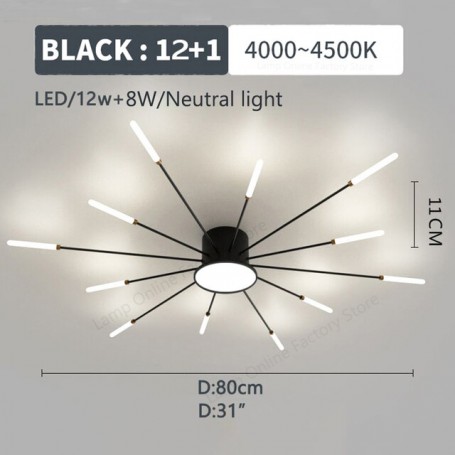 LED Ceiling Light Modern Gold Black Ceiling Chandelier Living Room Bedroom Apartment Villa Creative Interior Hanging Lighting