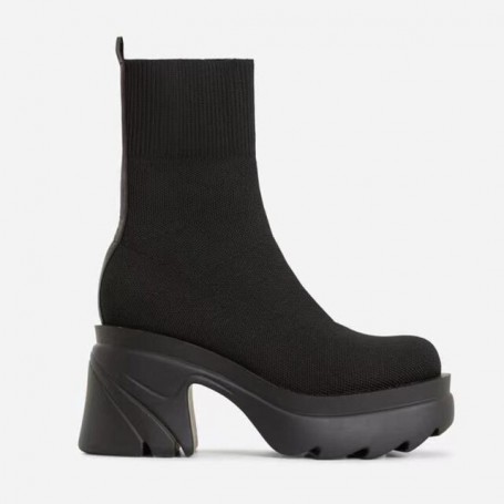 Women Boots Fashion Platform Boots Heels Winter Shoes For Woman Knitted Ankle Botas Mujer 2022 New Autumn Winter Boots Female