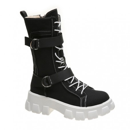 2021 Spring and Autumn New British style Martin boots Mid-tube women's boots Breathable and non-slip High State Knight Boots