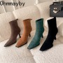 New Arrivals Women Ankle Boots Fashion Sliver Toe Ladies Eelgant Chelsea Booties High Quality Thin High heel Dress Pumps