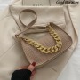 Luxury Brand Leather Handbags Metal Chain Shoulder Bag Women Office Party Handbag Elegant Ladies Fashion Diamond Clutch Bags