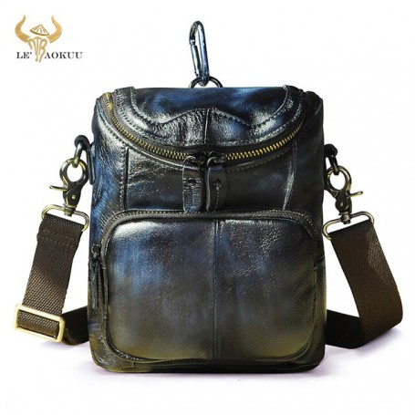 Fashion Leather Male Casual Multifunction Waist Belt Bag Messenger bag Design Satchel Cross-body Shoulder bag For Men 611-74