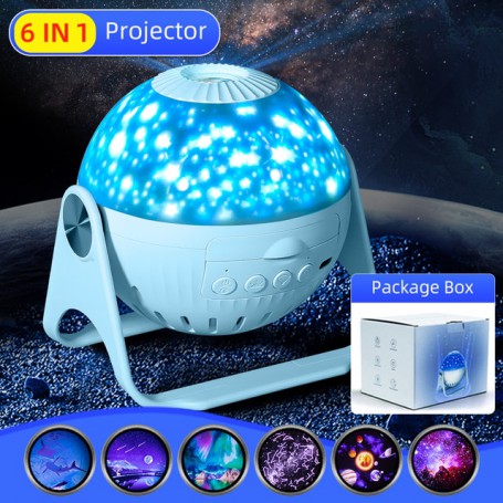 LED Star Projector Night Light 6 in 1 Planetarium Projectionr Galaxy Starry Sky Projector Lamp USB Rotating Night Lights 우주 무드등