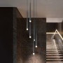 Black / white stair chandelier modern duplex attic high rise empty living room dining room bedroom long led pendant line lamp