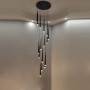 Black / white stair chandelier modern duplex attic high rise empty living room dining room bedroom long led pendant line lamp