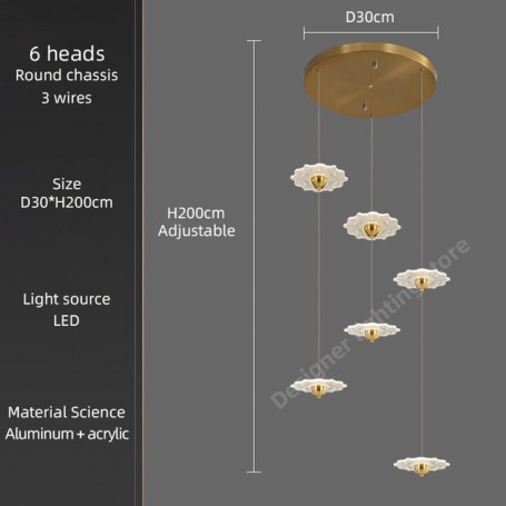 Modern spiral staircase large chandelier led living room indoor lighting Nordic villa decoration long chandelier mall hall lamps