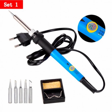 Chanseon EU/US Plug 60W Adjustable Temperature Electric Soldering Iron Kit welding Tip Solder Wire Portable Welding Repair Tool