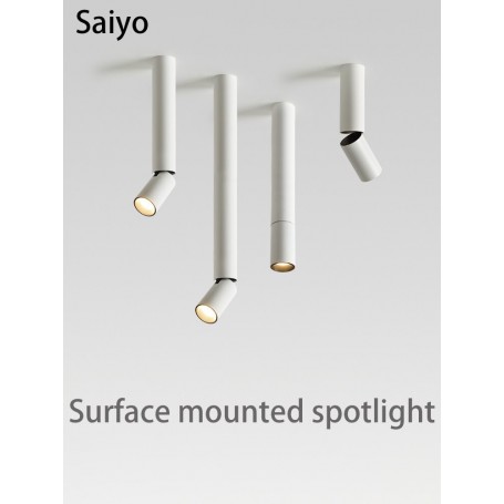 Saiyo LED Spotlights Surface Mounted Ceiling Lamp Adjustable Aluminum White Black COB 7W 12W For Home Kitchen Indoor Lighting