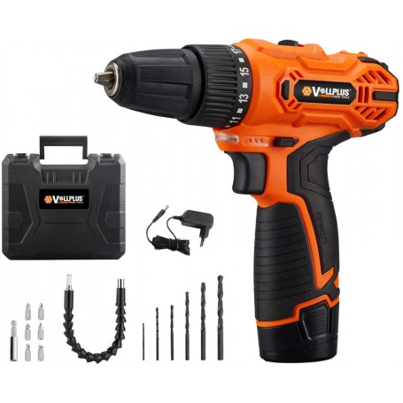 Rechargeable lithium battery screwdriver drill 12V + drill bits screwdriver tips