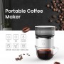 Portable Coffee Maker Machine Battery Powered Coffee Bean Grinder 150s Fast Brewing Home Office Outdoor Use (No Cup)