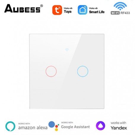 US EU WiFi+RF433 Smart Light Switch Touch Switch Tuya Smart Life App Remote Control Works With Alexa Google Home Yandex Alice