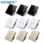 EU standard touch switch, wall switch, white, black, gold, crystal glass panel, 1 way, touch switch, touch screen, AC 110-220 V
