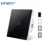 Wall Touch Sensor Light Switch EU Standard 1 Way Wall power sensor switch 4colors Crystal Glass Panel led backlight Smart home