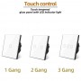 Eu Ac100-240 Wall Switch Golden Black White Crystal Glass Power Led Light Switch Touch Switch 1/2/3 Gang Interruttore