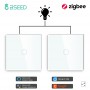BSEED Zigbee Touch Switches 1Gang 2 Way Smart Light Switch Wireless Switches For Stairs Tuya Google Home App Control 2Pack