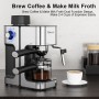 YAXIICASS Italian Coffee Maker With Milk Frother 2 in 1 Espresso Coffee Machine Stainless Steel Portable Caffe Machine For Home