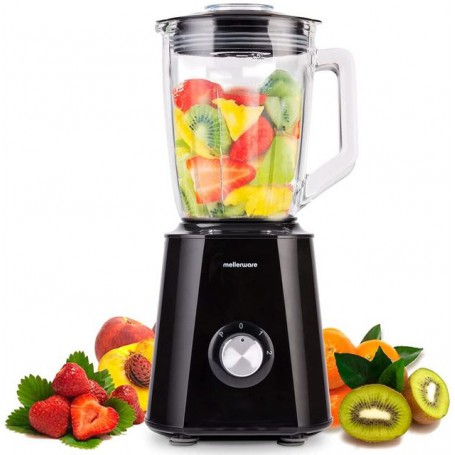 Mixy 1300W electric tumbler mixer. Glass Jar 1,5L Mellerware. 6 blades. Smoothies. Picahielos. INOX. Fruit treatment