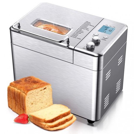 CalmDo Stainless Steel 1KG 15-in-1 Automatic Bread Maker 600W Programmable Bread Machine with 3 Loaf Sizes Fruit Nut Dispenser