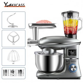 YAXIICASS Food Processor 5.5L Large Stainless Steel Bowl 1400W 10-speed Blender Egg Whisk Juicer Meat Grinder Kitchen Food Mixer YAXIICASS Food Processor 5.5L Large Stainless Steel Bowl 1400W 10-speed Blender Egg Whisk Juicer Meat Grinder Kitchen Food Mixer