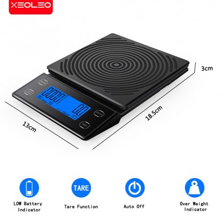 XEOLEO electric coffee scale 3kg/5kg 0.1g Kitchen scale with timer jewelry scale ml/g/oz/lb unit