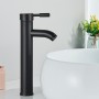 Rozin Matte Black Basin Sink Faucet Single Lever Hot Cold Water Tap Deck Mounted Brass Bathroom Mixers Single Hole Tap