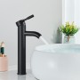 Rozin Matte Black Basin Sink Faucet Single Lever Hot Cold Water Tap Deck Mounted Brass Bathroom Mixers Single Hole Tap