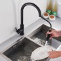 Free Shipping Black Kitchen Faucet Two Function Single Handle Pull Out Mixer  Hot and Cold Water Taps Deck Mounted