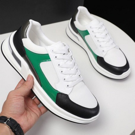 New arrival 2022 round toe mixed colors men shoes lace up genuine leather flat men sneakers