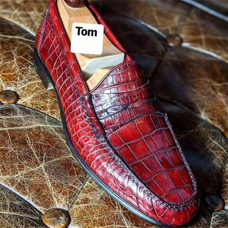 Classic Men Loafers Fashion Versatile Business Casual Wedding Daily Retro Stone Pattern Splicing Mask PU Solid Color Dress Shoes
