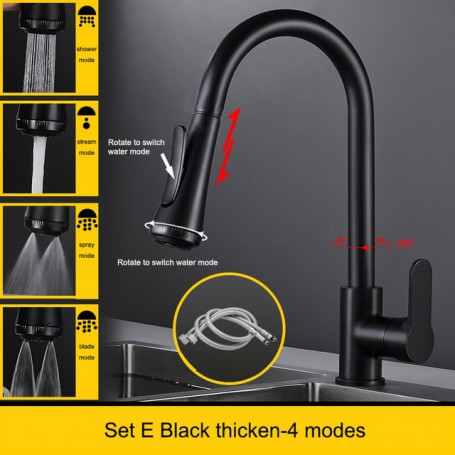 Swivel Pull Out Kitchen Sink Faucet Mixer Splash Proof Basin Water Tap Spout Hot Cold Plumbing Tapware For Kitchen Accessories