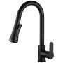 EDCC Black 304 stainless steel pull rotary kitchen faucet multifunctional hot and cold vegetable sink universal faucet