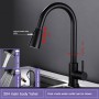 EDCC Black 304 stainless steel pull rotary kitchen faucet multifunctional hot and cold vegetable sink universal faucet