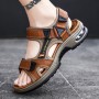Brand 2022 summer men's sandals leather men's first layer cowhide gladiator Roman men's beach sandals cushion soft wading shoes