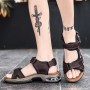 Brand 2022 summer men's sandals leather men's first layer cowhide gladiator Roman men's beach sandals cushion soft wading shoes