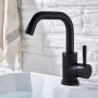 Black Basin Faucet Single Cold and Hot Bathroom Sink Tap Short Kitchen Mixer Can Rotatable