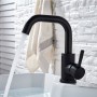 Black Basin Faucet Single Cold and Hot Bathroom Sink Tap Short Kitchen Mixer Can Rotatable