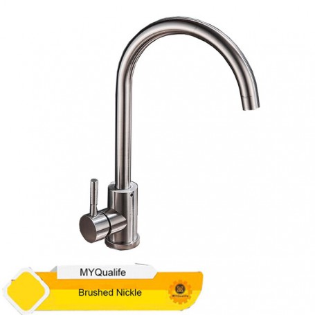 Stainless steel Matte Kitchen Faucet Deck Sinks Faucet High Arch 360 Degree Swivel Cold Hot Mixer Water Tap
