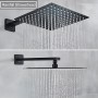Matte Black Bathroom Shower Faucet Black Digital All Metal Shower Faucets Set Rainfall Shower Head Digital Display Mixer Tap