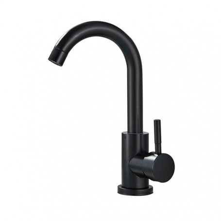 Black Basin Faucet Single Cold and Hot Bathroom Sink Tap Short Kitchen Mixer Can Rotatable