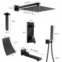 Matte Black Bathroom Shower Faucet Black Digital All Metal Shower Faucets Set Rainfall Shower Head Digital Display Mixer Tap