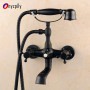 Onyzpily Black Bathtub Faucet Basin Shower Tap Oil Brushed Brass Bronze Wall Mount Tub Telephone Set Shower Hot Colder Water