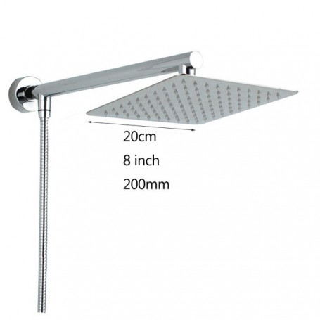 Onyzpily Shower Head Chrome Ultrathin Square and Round   8" 10'' 12''Rainfall 38cm Shower Arm 150cm Shower Hose