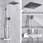 Onyzpily Chrome Black Thermostatic Shower Faucet Bathroom Bathtub Thermostatic Shower ABS Handles Hot Cold Water Tap Tub