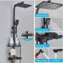 Black Display Thermostatic Shower Faucet Set Rainfall Bathtub Tap With Bathroom Shelf Bathroom Shower Mixer Crane Bidet Faucet