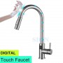 Digital Kitchen Faucet Smart Touch Pull Out Kitchen Mixer Tap 304 Stainless Steel Hot Cold Touch Digital Kitchen Mixer Faucets
