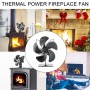 3000RPM 5 Blades Heat Powered Stove Fan Log Wood Burner Ecofan Quiet Home Black Fireplace Fan Efficient Heat Distribution